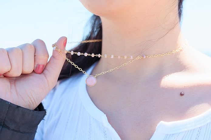 Layering Necklace for Women, Premium Layered Gold Healing Crytsal Necklaces - Tarnish Free 18K Gold Vermeil Certified S925 Classic Stack Necklace Gold Jewelry for Women - Mothers Day Gifts for Mom Wife