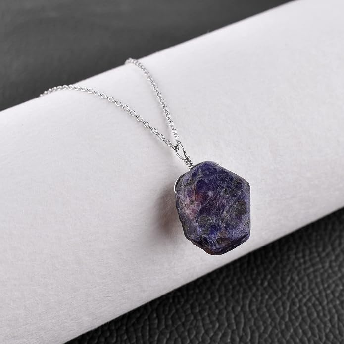 Raw Multi Gemstone Pendant Necklace for Women, Healing Crystal Chakra Stone Birthstone, 925 Sterling Silver Birthday Christmas Gifts for Her