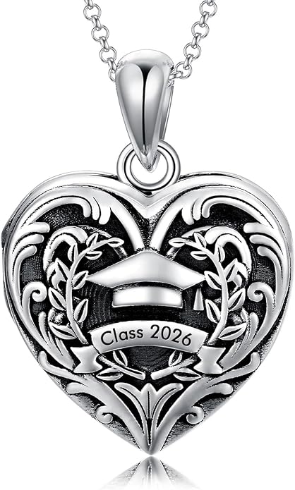 SOULMEET Personalized Silver Locket Necklace That Holds Pictures Photo Keep Someone Near to You, Memorial Custom Lockets Necklaces Letters Engraving for His Her