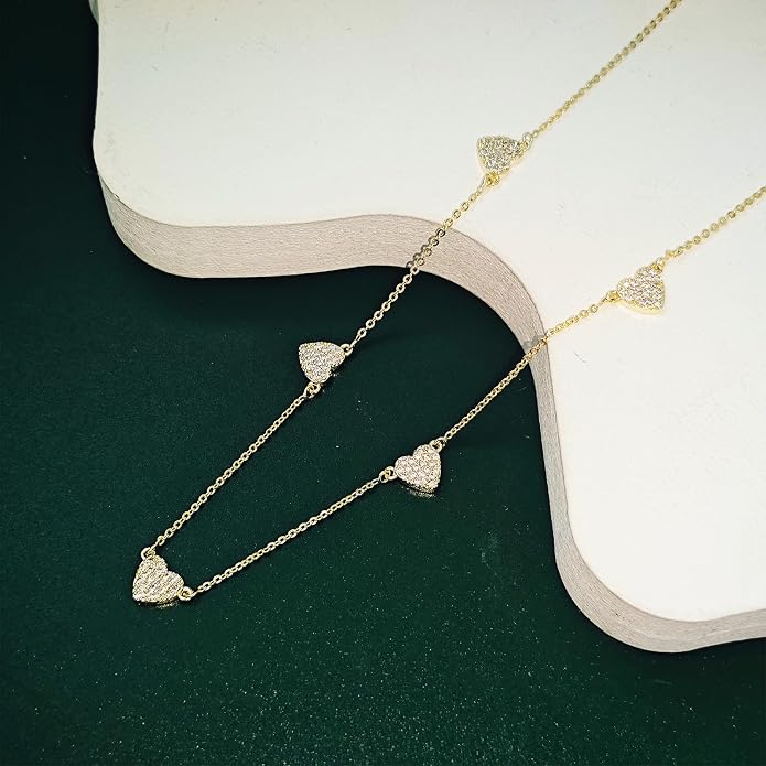 Airmb Heart Necklace for Women Gold/Silver Plated Trendy Heart Choker Lover Pendant Hypoallergenic Fashion Gold/Silver Necklace for Women Love Jewelry Gift for Women Girlfriend