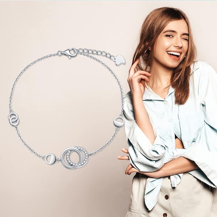 VONALA Witches Knot/Compass/Dragonfly/Clover Bracelet Sterling Silver Adjustable Charm Bracelet Summer Beach Foot Chain Jewelry for Women Gifts