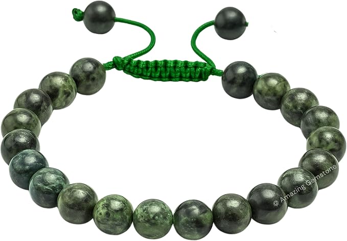 Amazing Gemstone Kambaba Jasper Bracelet, Gifts for Men & Women - Protection Healing Crystal Bracelet - 8mm Gemstone Beaded Adjustable Bracelet, Pulseras para Hombres Mujer Stocking Stuffers