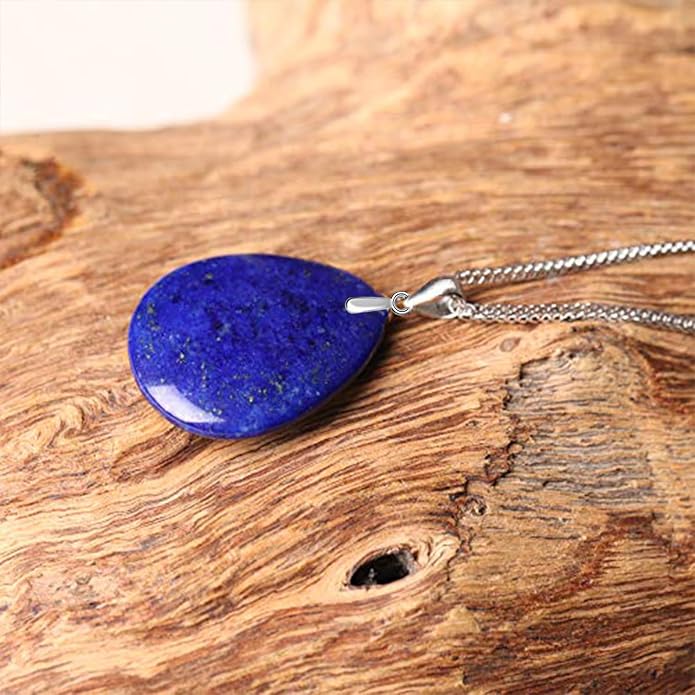 iSTONE 925 Sterling Silver Natural Crytral for Womens Pendant Necklace, Gemstone Birthstone with 17.8" Silver Chain Ladies