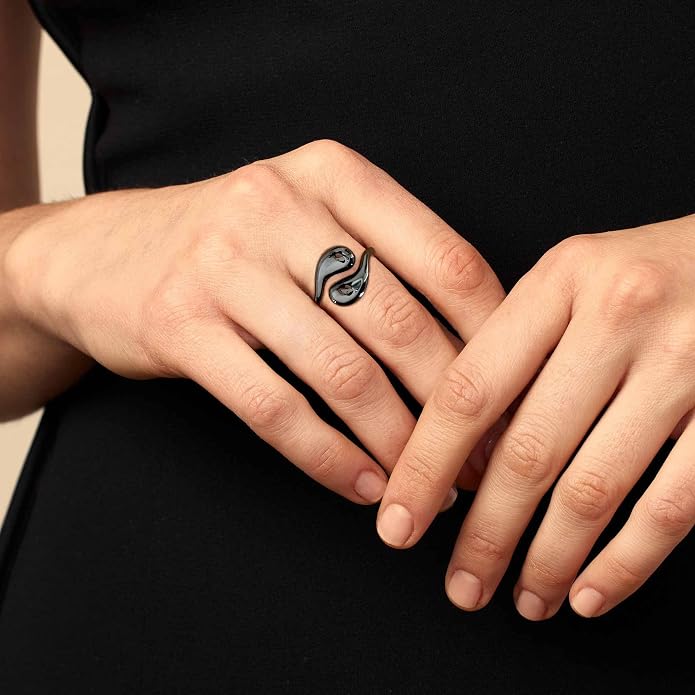 WOWORAMA Chunky Teardrop Rings for Women Silver Gold Bypass Dome Rings Thick Statement Open Adjustable Rings Simple Waterdrop Stackable Band Rings