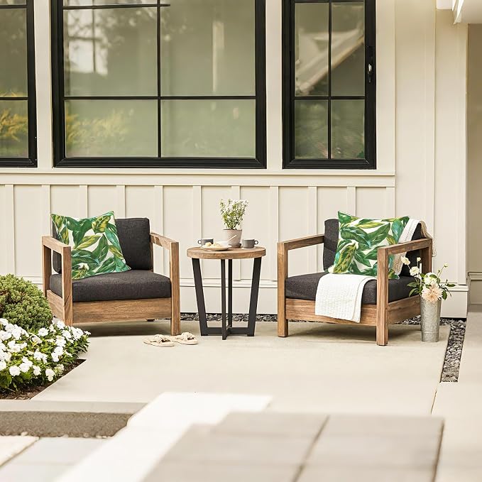 LVTXIII Outdoor Throw Pillows Set of 2, Patio Waterproof Pillows Fade Resistant Accent Pillows for Home and Garden Furniture Decoration, 16x16 Inch, Lush Leaf Jungle