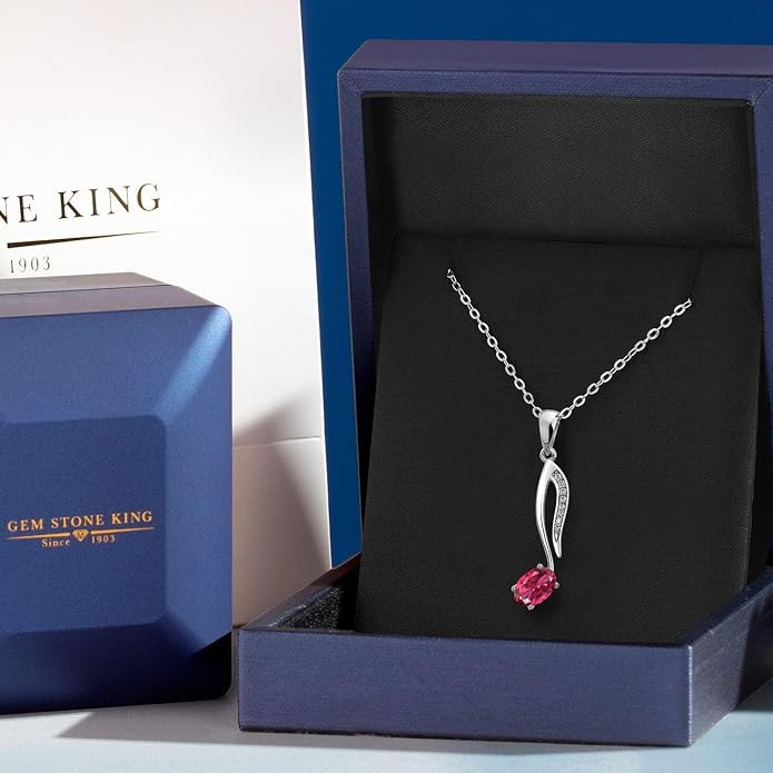 Gem Stone King Music Eighth Note Pendant Necklace | 925 Sterling Silver | 6X4MM Oval Gemstone Birthstone | With 18 Inch Silver Chain | Designed By Keren Hanan