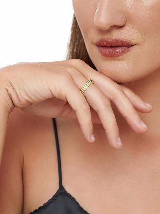 DEVATA Gold or Rhodium Plated Sterling Silver 925 – Eternity, Band Ring for Women – Heart, Knot, Clover, Infinity, Mariner, Cable, Curb, Cuban, Figaro, Daisy, Rope, Ribbed, Dome