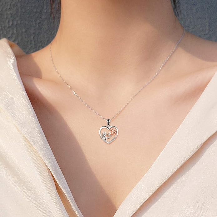 YFN Horse Pendant Necklace Sterling Silver Women with Horse Gift for Women