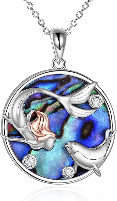 POPLYKE Mermaid Necklace 925 Sterling Silver Classic Necklace Mermaid Pendant Birthday Gifts Jewelry for Women