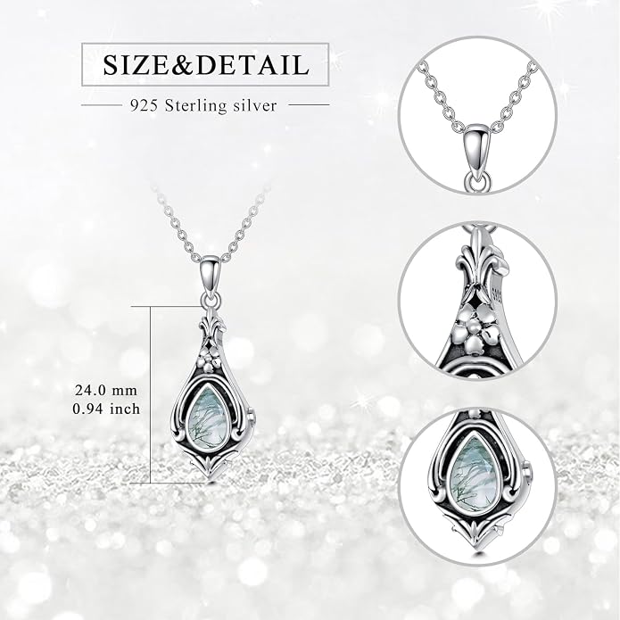 Seiyang Urn Necklace for Ashes 925 Sterling Silver with Birthstone Cremation Jewelry Keepsake Ashes Pendant Necklace Memorial Jewelry for Women Loved One