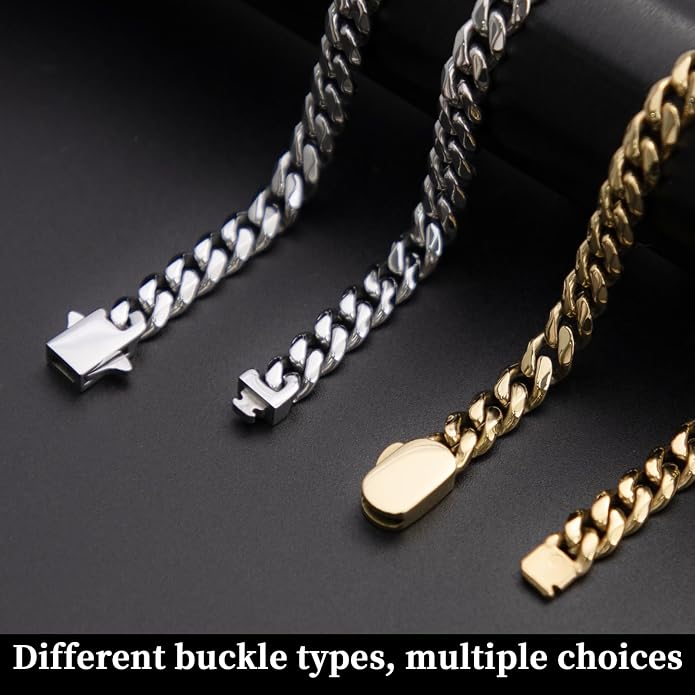18k Stainless Steel Mens Cuban Link Chain, Miami Cuban Chain Bracelets for Men, 6mm Wide 7.5 8 8.5Inch Hip Hop Mens Bracelets,Gift for Father Husband Son men chain