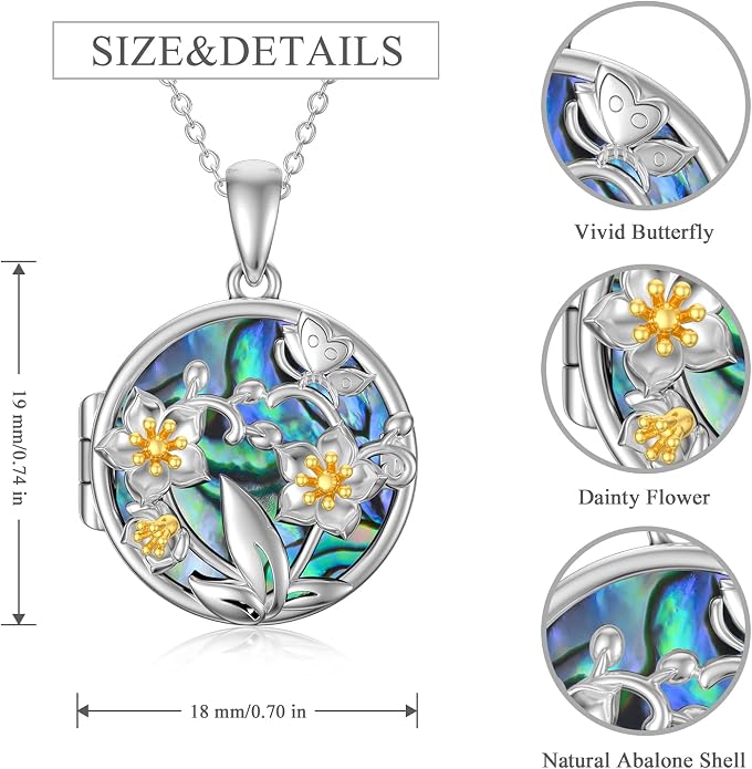 Dorunmo Personalized Locket Necklace 925 Sterling Silver that Holds Pictures Butterfly Birthstone Photo Heart Locket Custom Jewelry Congratulations New Beginnings New Job Gifts for Women