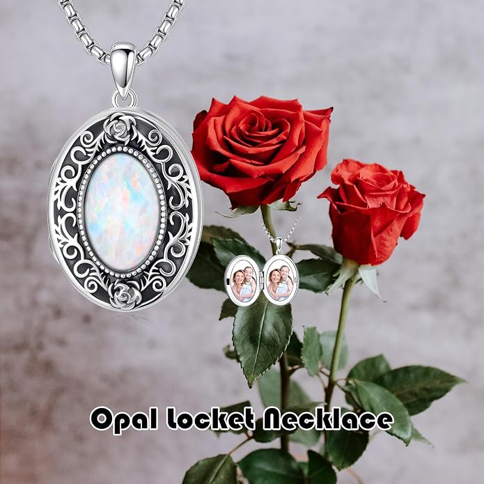 PELOVNY Locket Necklace That Holds Pictures 925 Sterling Silver Photo Locket Pendant Birthday Christmas Memorial Jewelry Gifts for Women Men