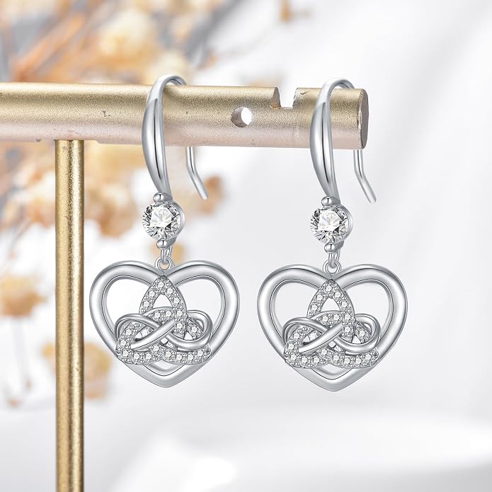 Celtic Knot Earrings 925 Sterling Silver Abalone Drop Dangle Celtic Earrings Gifts for Women