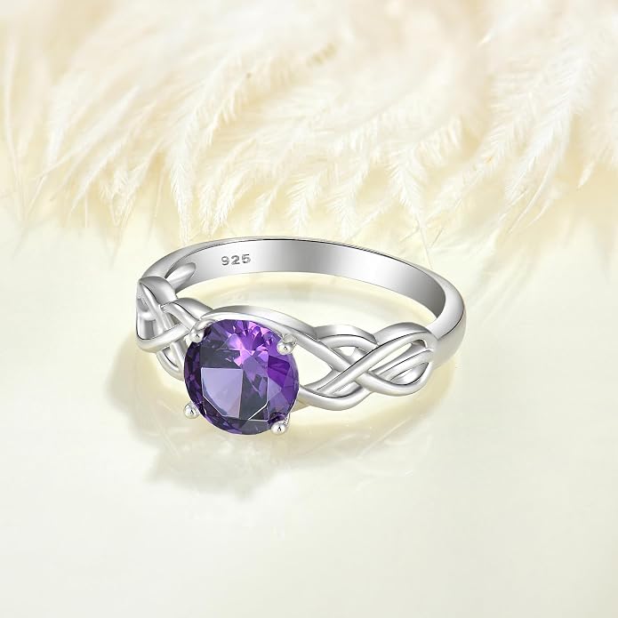 STARCHENIE Celtic Knot Promise Ring for Women 925 Sterling Silver Engagement Wedding Band with Birthstone (Size 5-10)