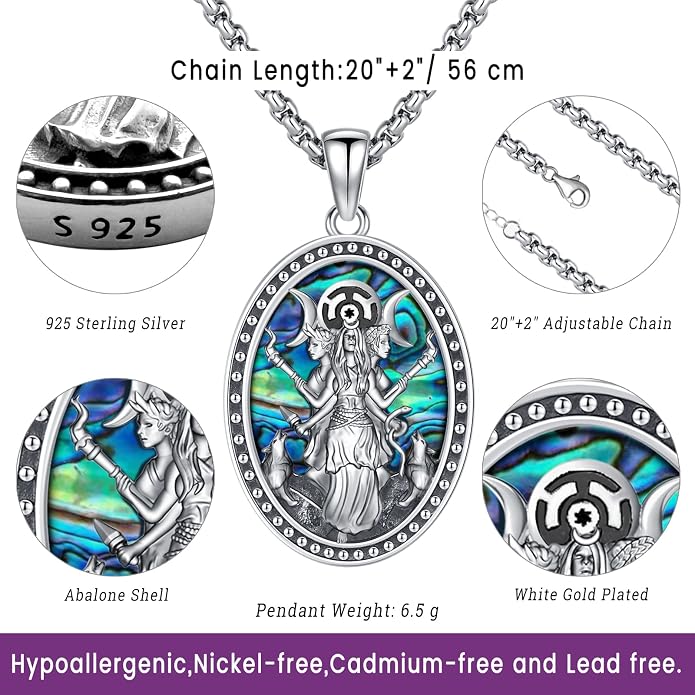Witchy Jewelry for Women Men Nudo De Bruja Plata 925 Original Witches Knot Necklace Tetragrammaton Hecate Necklace Lilith Necklace Pentagram Necklace Cat Necklace Triple Moon Goddess Pendant Necklace