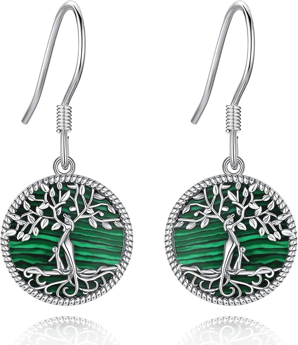 Vito 925 Sterling Silver Teardrop Earrings for Women, Moonstone Turquoise Drop Dangle Earrings Cat Snake Turtle Tree of Life Leverback Earrings Boho Jewelry Gift for Mom Wife