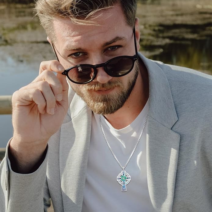 Eusense Viking Jewelry for Men Women Sterling Silver 925 Mjolnir Thors Hammer Pendant Celtic Cross Necklace Wolf Odin Raven Freya Goddess Norse Pagan Compass Vegvisir Yggdrasil Nordic Viking Necklaces Gifts