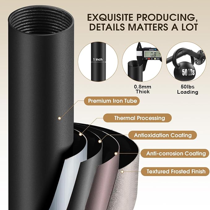 Blackout Curtain Rods 48-84 Inch Adjustable Heavy Duty - 1 Inch Wrap Around Room Darkening Rod for Indoor/Outdoor, Modern Drapery Room Divider