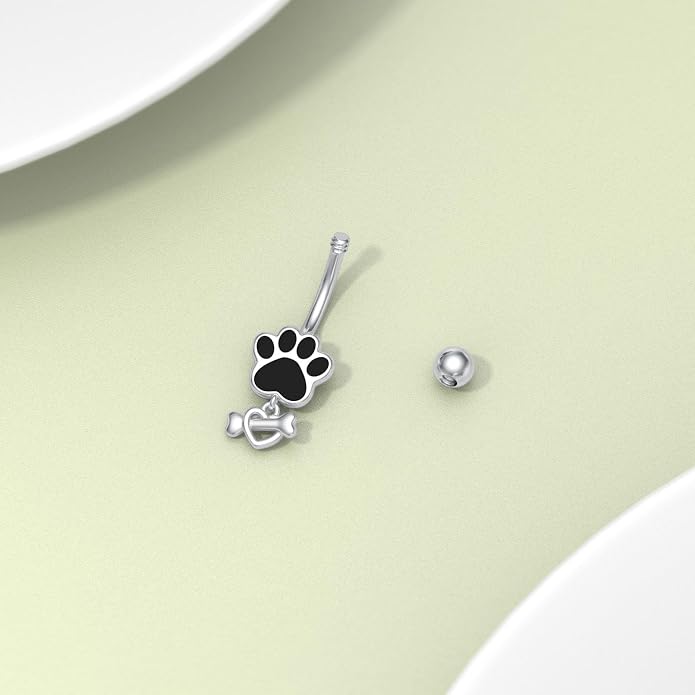 Sterling Silver 14G Belly Button Rings Cross/Cat/Butterfly/Cow/Skull/Birthstone Heart Navel Rings 16mm Body Piercing Jewelry for Women