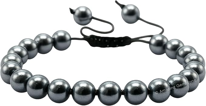 Amazing Gemstone Black Pearl Bracelet for Women Men's Gifts - Protection Healing Crystal Bracelet - 8mm Gemstone Beaded Adjustable Bracelet Pulseras para Hombres Mujer Stocking Stuffers