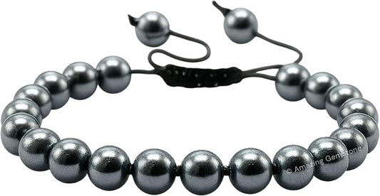 Amazing Gemstone Black Pearl Bracelet for Women Men's Gifts - Protection Healing Crystal Bracelet - 8mm Gemstone Beaded Adjustable Bracelet Pulseras para Hombres Mujer Stocking Stuffers