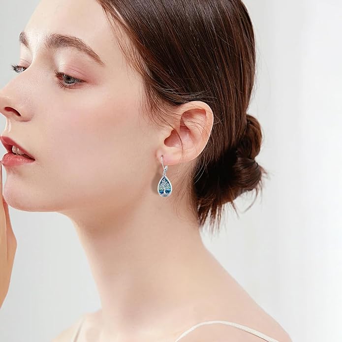 Aniu Tree of Life Earrings for Women Turquoise Malachite Teardrop Dangle Earrings for Women Sterling Silver Anniversary Birthday Drop Dangle Earrings Jewelry Gifts