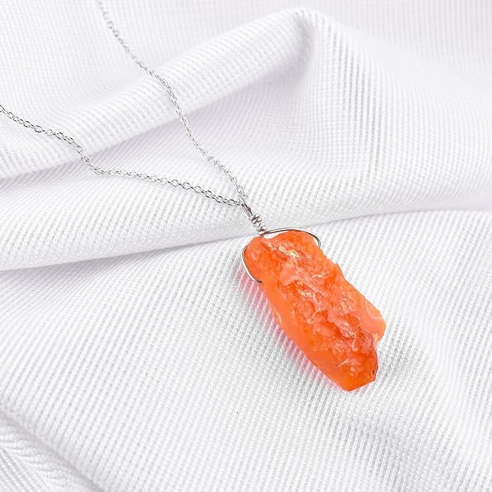 Natural Raw Gemstone Crystal Dainty Pendant Necklace for Women, Healing Chakra Stone, Birthstone, Handmade Jewelry, Rhodium Plated 925 Sterling Silver Chain 18" Gift for her