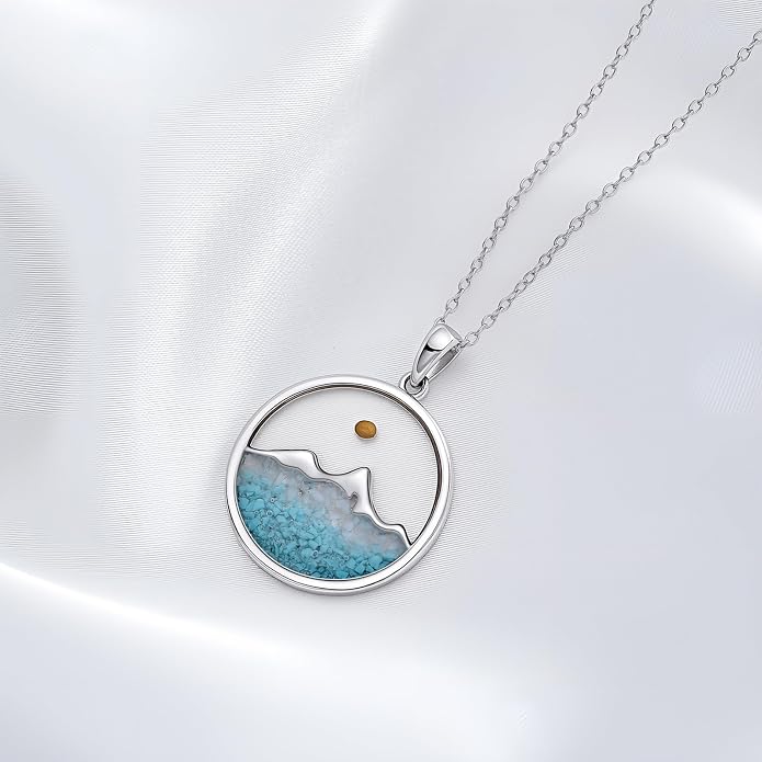 HPQQ Cross Necklace 925 Sterling Silver Turquoise Tree of Life Celtic Knot Cross Pendant Jewelry Mother's Day Gifts for Women