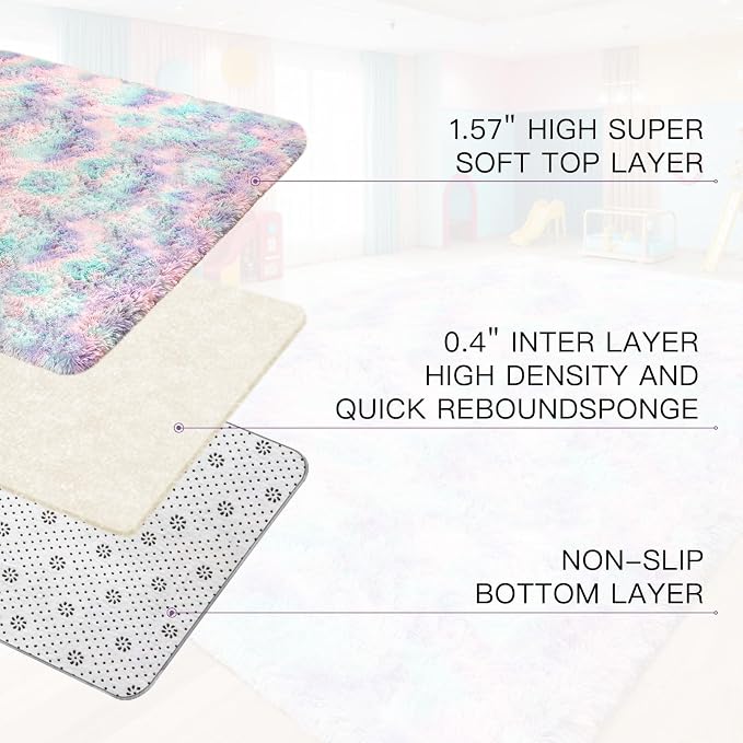 Sour Lemon Area Rugs 9x12 Living Room Bedroom,Large Fluffy Shag Rug | Shaggy Carpet, Soft Plush Furry Bedside Rugs, Anti Slip, Washable Area Modern Rugs Floor Mat for Kids Girls Boys Living Room