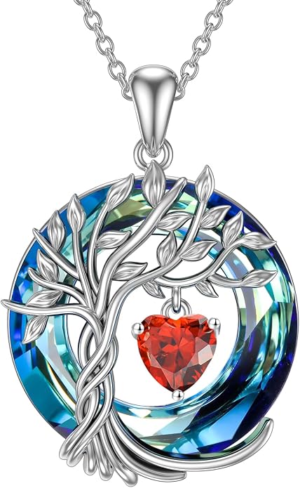 TOUPOP Tree of Life Birthstone Necklaces 925 Sterling Silver Irish Celtic Tree Pendant with Blue Crystal Birthday Jewelry Gifts for Women Mom Wife Her