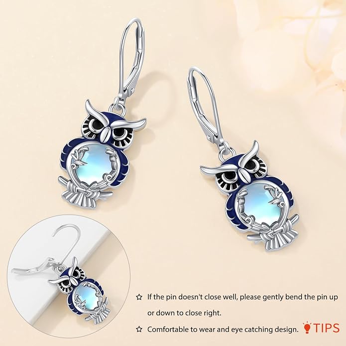 925 Sterling Silver Earrings Tree of Life/Cat/Animal/Turquoise/Moonstone Dangle Drop Earrings for Women Leverback Earring Hypoallergenic Jewelry Gifts