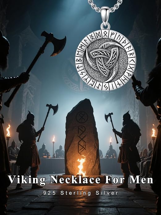 Viking Necklace Triple Horn of Odin/Wolf/Thor Hammer Necklace Viking Pendant Norse Jewelry Gifts for Man