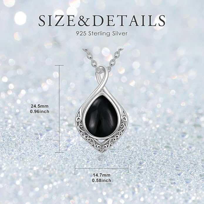 PELOVNY Celtic Knot Necklaces for Women 925 Sterling Silver Gemstone/Birthstone Teardrop Infinity Necklace Irish Celtic Pendant Jewelry Gifts for Mom Daughter Wife