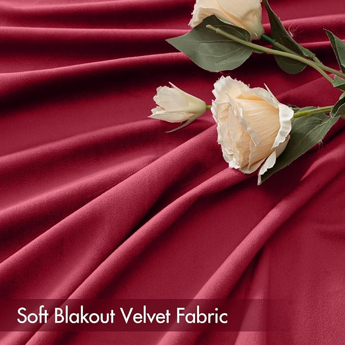 MIULEE Berry Blackout Velvet Curtains Drapes 84 Inch Long 52"x84" Bedroom | Luxurious Bedroom Living Room Decor, Room Darkening, Thermal Insulated, Rod Pocket Design, Super Soft Fabric