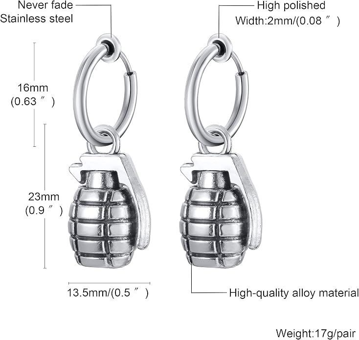 VNOX Unisex Vinatge Stainless Clip On Earrings Non Piercing Feather Charm Dangle Hinged Stud Earrings for Men Women Teen