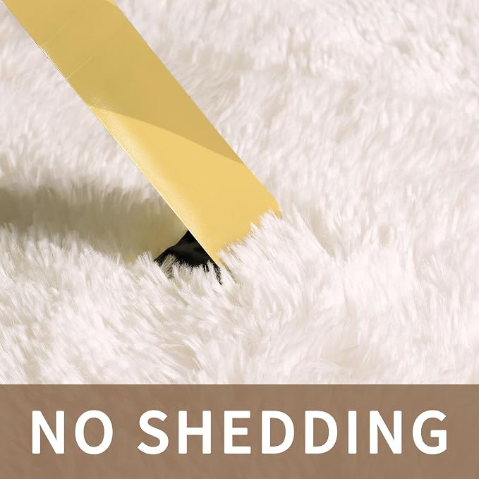 Sour Lemon 6x9 Area Rugs for Bedroom Living Room, Large Fluffy Shag Ivory | Shaggy Carpet, Soft Plush Furry Bedside Rugs, Anti Slip,Washable Area Modern Rugs Floor Mat for Kids Girls Boys Living Room