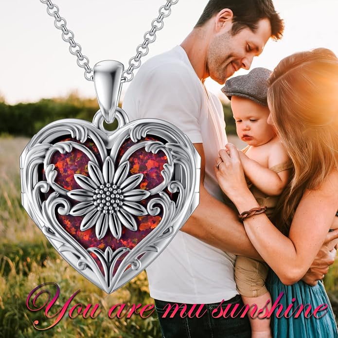 SOULMEET Personalized Silver Locket Necklace That Holds Pictures Photo Keep Someone Near to You, Memorial Custom Lockets Necklaces Letters Engraving for His Her