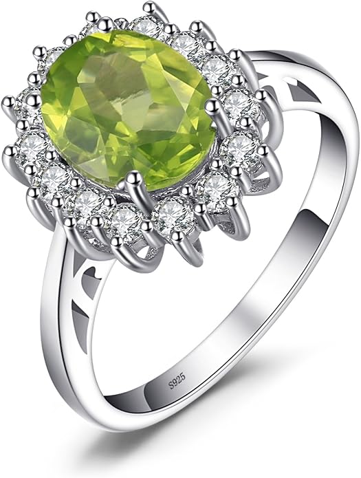 JewelryPalace Princess Diana Kate Middleton Class Gemstone Birthstone Sapphire Halo Engagement Rings for Women, Anniversary 14K White Yellow Rose Gold Plated 925 Sterling Silver Promise Rings for Her