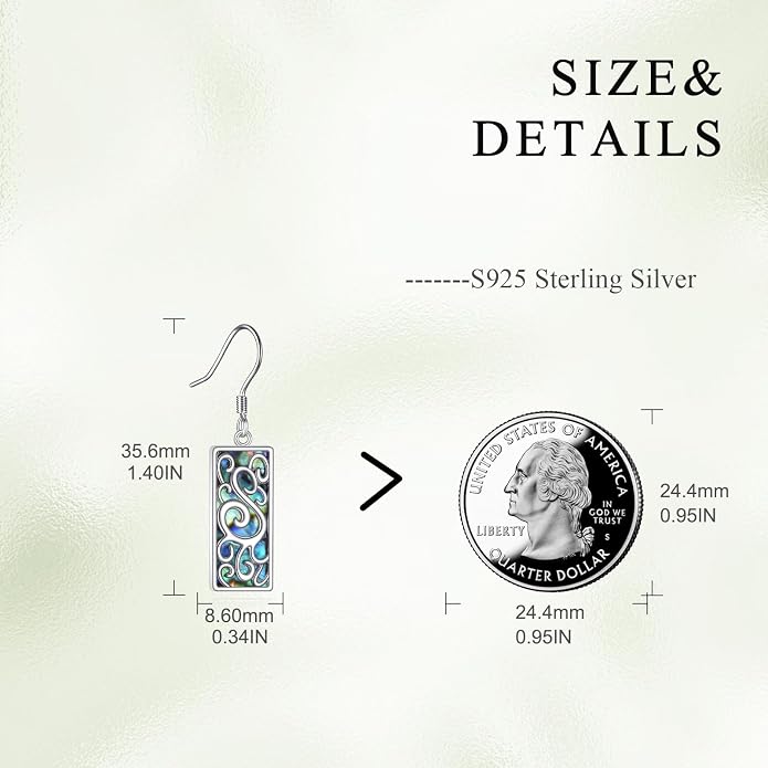 VONALA Abalone Shell Filigree Earrings 925 Sterling Silver Half Butterfly/Dragonfly Teardrop/Long/Vintage Abalone Shell Drop Dangling Earrings Bohemian Jewelry Gifts for Women