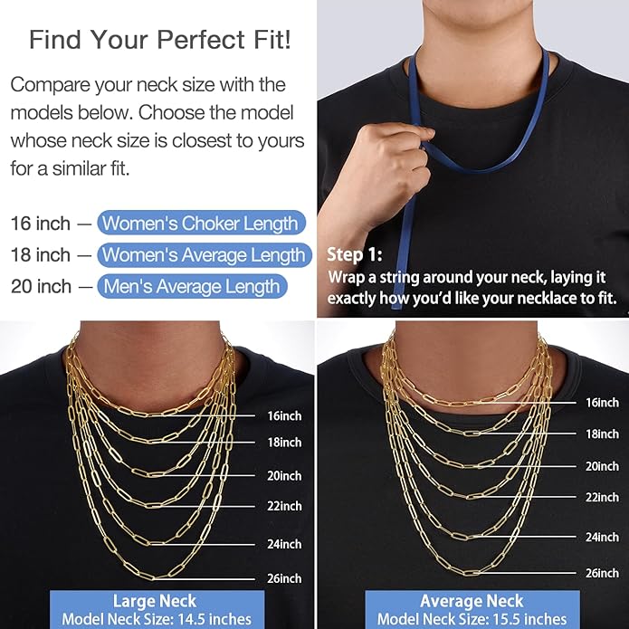 Jewlpire 14K Gold Plated 925 Sterling Silver Paperclip Chain Necklace for Women, 4mm 5mm Shiny & Sturdy Women's Chain Necklaces 16 18 20 22 24 26 Inch