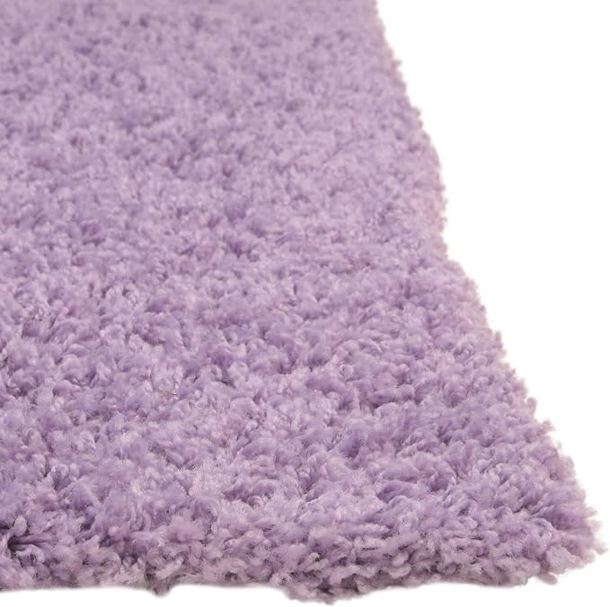 Unique Loom Solid Shag Collection Area Rug (4' 1" x 6' 1" Rectangle, Lilac) | Modern solid area rug for living room, bedroom & dining room. Stain-resistant, easy-care, kid & pet friendly