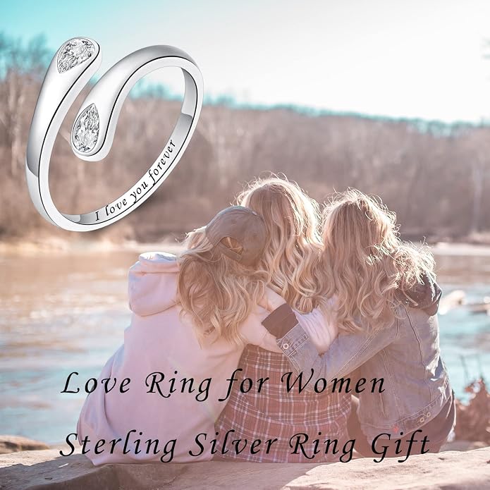 Fookduoduo 925 Sterling Silver Ring Inspirational Jewelry adjustable Wrap Open Rings for Women