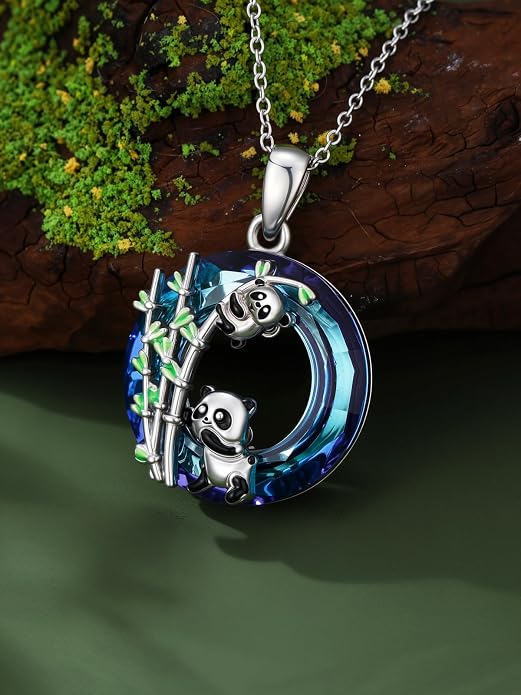 TOUPOP Sterling Silver Tree of Life Hummingbird/Dragonfly/Owl/Panda Necklace Crystal Bird Jewelry Birthday Christmas Valentines Day Gifts for Her Girlfriend Mom