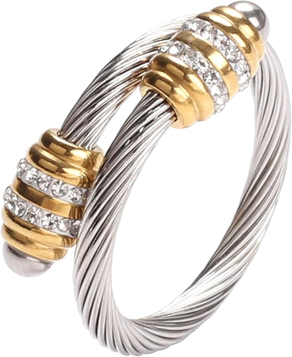 Dorriss Cable Rings Vintage Twisted Open Ring for Women Adjustable Designer Fashion Brand Stainless Steel Jewelry with Gift Box