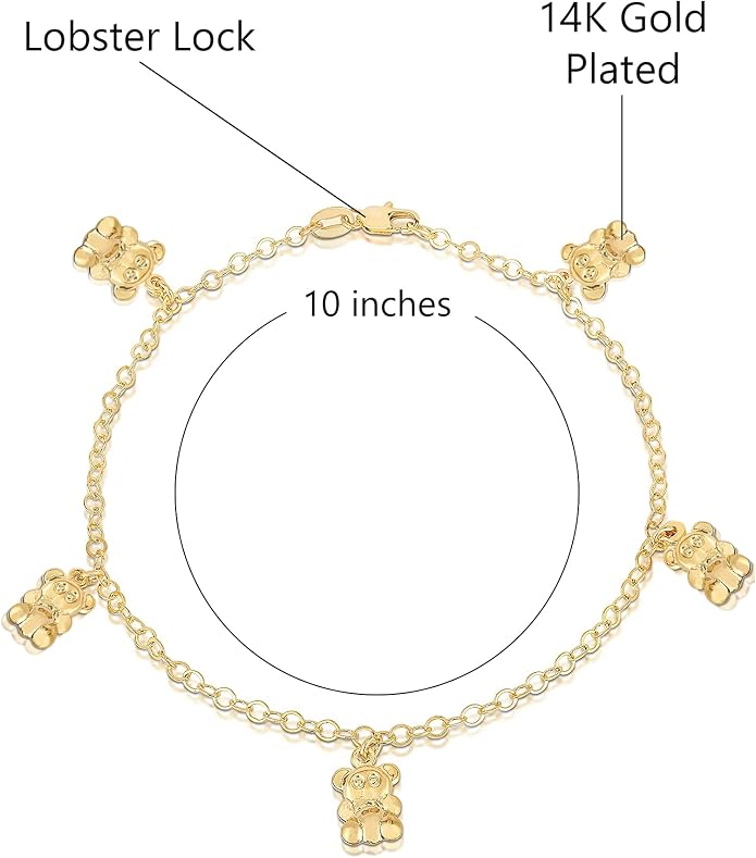 Savlano 14K Gold Plated 10 Inches Pendant Charm Chain Summer Anklet for Women Comes With a Gift Box