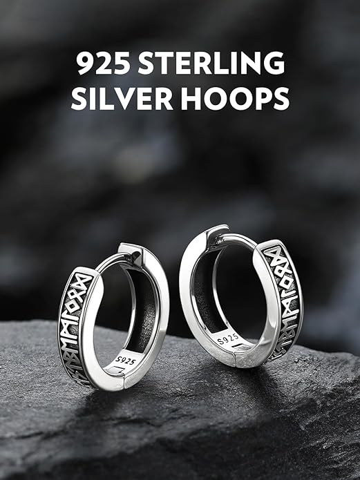 Bandmax 925 Sterling Silver Black Huggie Hoop Earrings 10mm Small Hypoallergenic Cartilage Piercing Jewelry for Women Men Gift