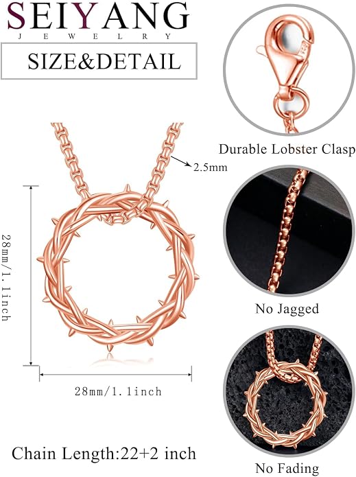 Seiyang Crown of Thorns Necklace 925 Sterling Silver Crown Pendant Amulet Jewelry Gifts (with Gift Box)