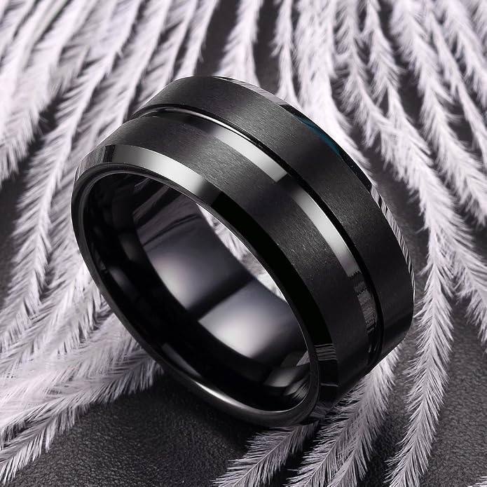 King Will Tungsten Carbide Wedding Band for Men Women-6/8/10mm Width Multicolor Available with Grooved Center Wedding Ring Suitable for Work, Gym Comfort Fit Size 4-16