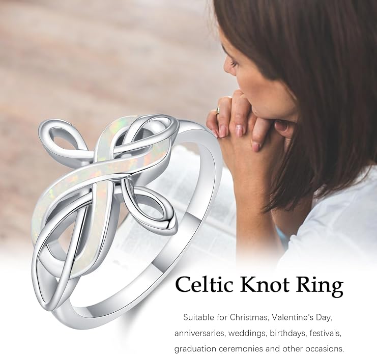 Opal Ring for Women 925 Sterling Sliver Opal Infinity Ring Jewelry Birthday Gifts for Women Girlfriend Mom Wife Her